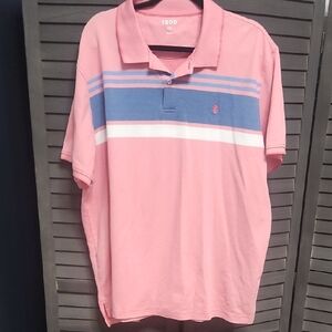 Izod Polo in Pink with Blue and White Stripes